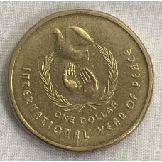 AUSTRALIA 1986 . ONE 1 DOLLAR COIN . YEAR OF PEACE